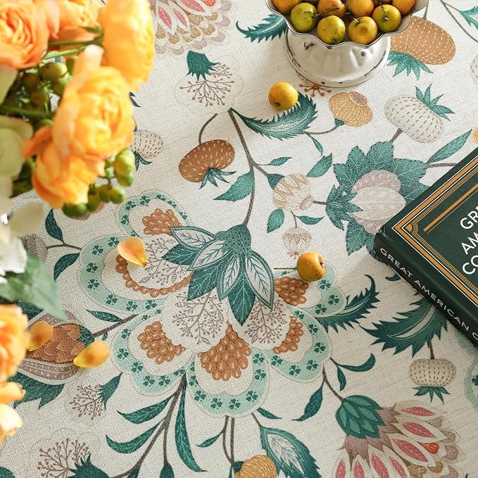 patdrea Designer Green Extra Long Rectangle Table Cloth, Italian Floral Country - Image 3