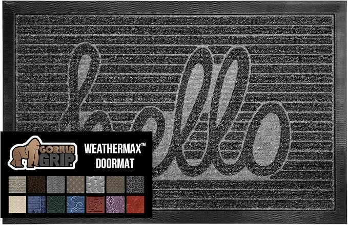 GORILLA GRIP 100% Waterproof All-Season WeatherMax Doormat 35x23, US Designed by GorillaGrip
