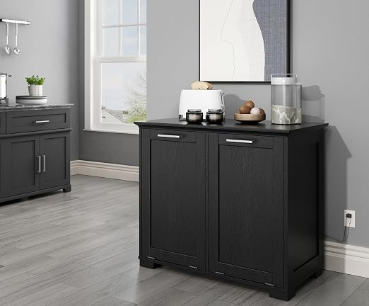 OLD CAPTAIN Double Tilt Out Trash Cabinet, Wooden Kitchen Garbage Can Free - Image 2