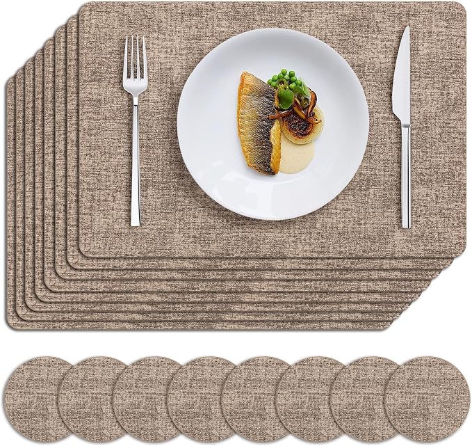 MOSAYT Placemats Set of 8, Heat Resistant Vinyl Place Mats by MOSAYT