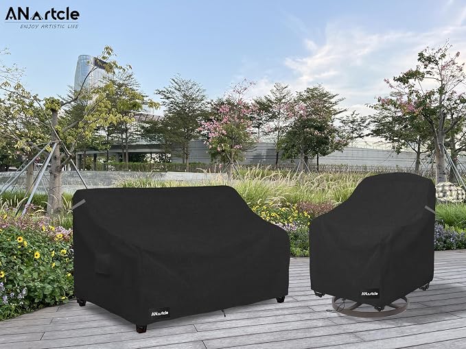 3-Seater Patio Sofa Cover, 79W x 37D x 35H Inches Outdoor Couch Cover, 100% - Image 6