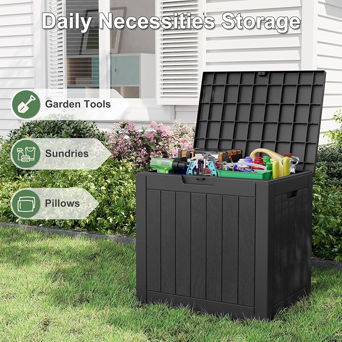 KAMABOKO 32 Gallon Outdoor Storage Box 2 Pack All-Weather Deck Box - Image 7