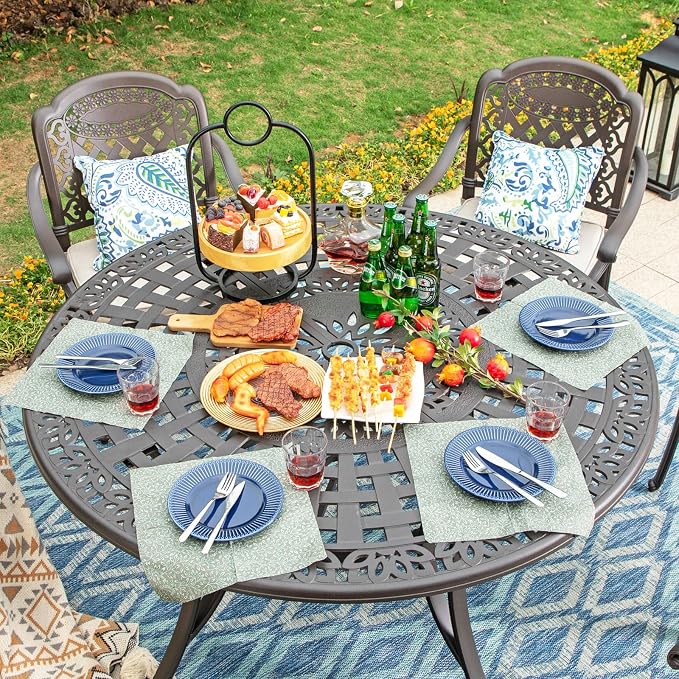 Sophia & William Outdoor Dining Table 6-Person Round Cast Aluminium, Patio - Image 2