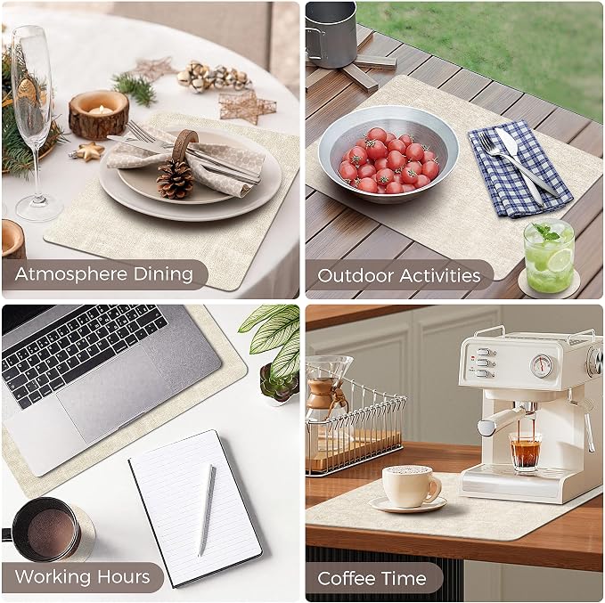 Vinyl Placemats Set of 4, Faux Leather Waterproof and Heat Resistant Place Mats - Image 6