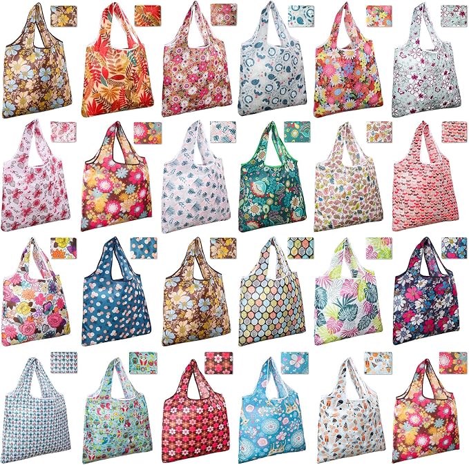 Eccliy 24 Pieces Reusable Grocery Bags Polyester Shopping Bags by Eccliy