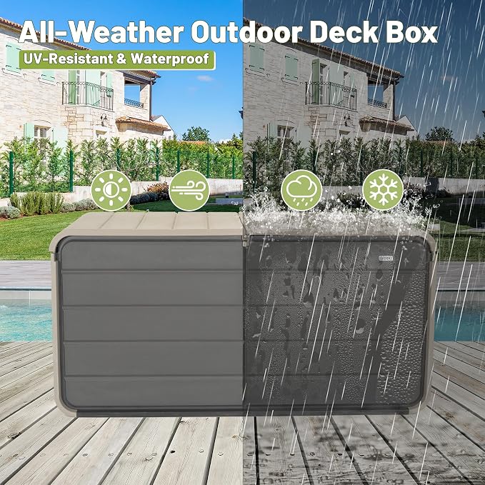 260 Gallon Outdoor Storage Box, Deck Boxes Outdoor Waterproof, Patio Storage Box - Image 7