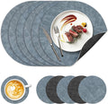 13" Round Placemats Set of 6, NCUE Dual-Sided Faux Leather Heat Resistant Table by NCUE