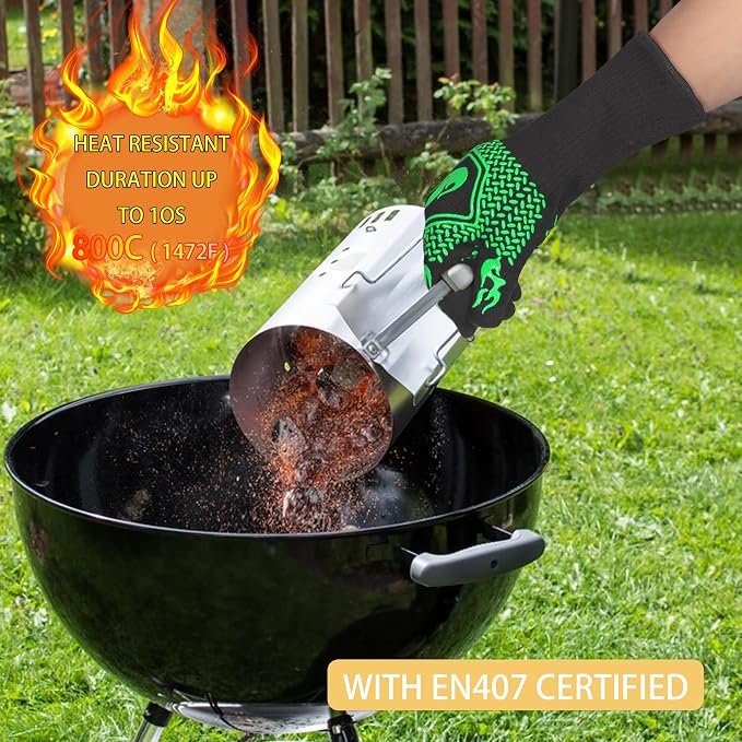 BBQ Fireproof Gloves, Grill Cut-Resistant Gloves 1472°F Heat Resistant Gloves - Image 4