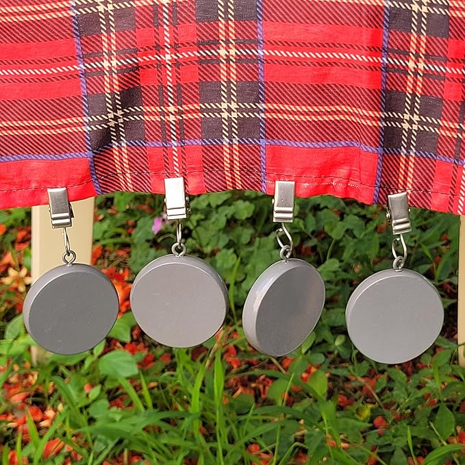 TwoFish Home Set of 4 Gray Round Pendant Resin Tablecloth Weights Clips Gray by TwoFishHomeFashionLLC