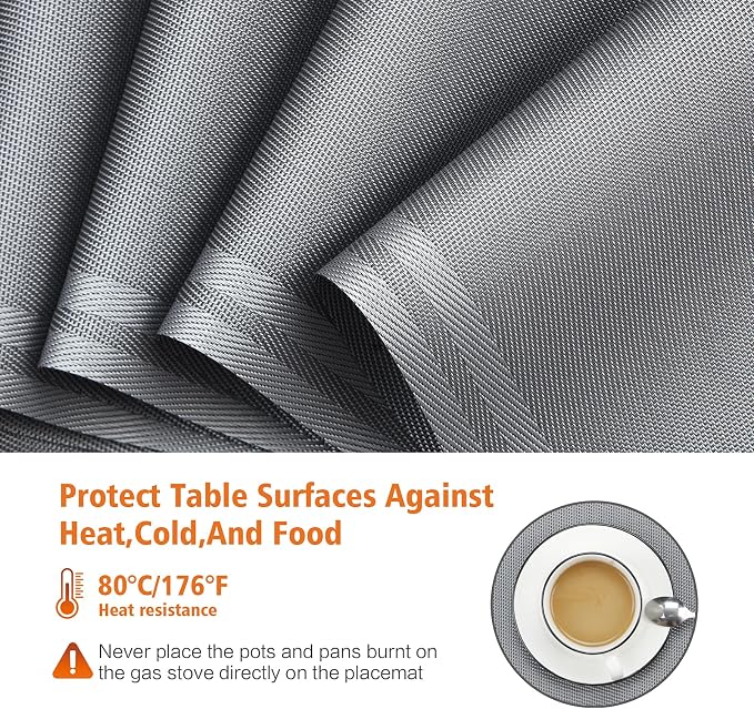 Placemats Set of 8, Heat and Stain Resistant Indoor/Outdoor Place mats - Image 8