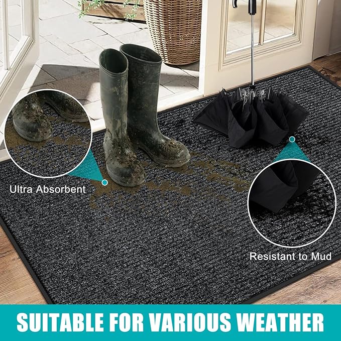 Azadx 4'x6' Front Door Mat Heavy Duty Indoor Outdoor Door Mat Non-Slip Backing - Image 3