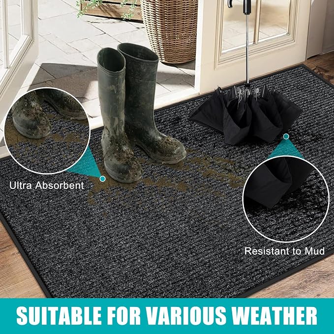 Azadx 3'x4' Front Door Mat Heavy Duty Indoor Outdoor Door Mat Non-Slip Backing - Image 3