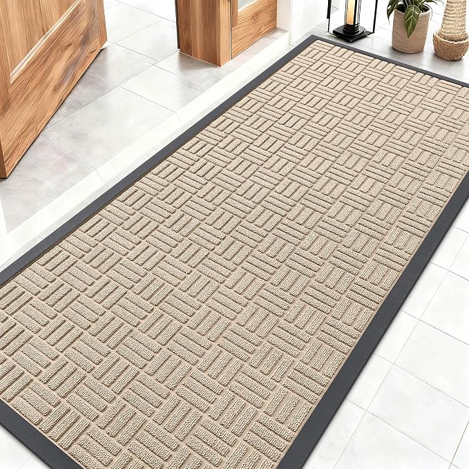 OLANLY Front Door Mat Outside Entrance 59x23, Heavy Duty Sturdy Natural Rubber by OLANLY