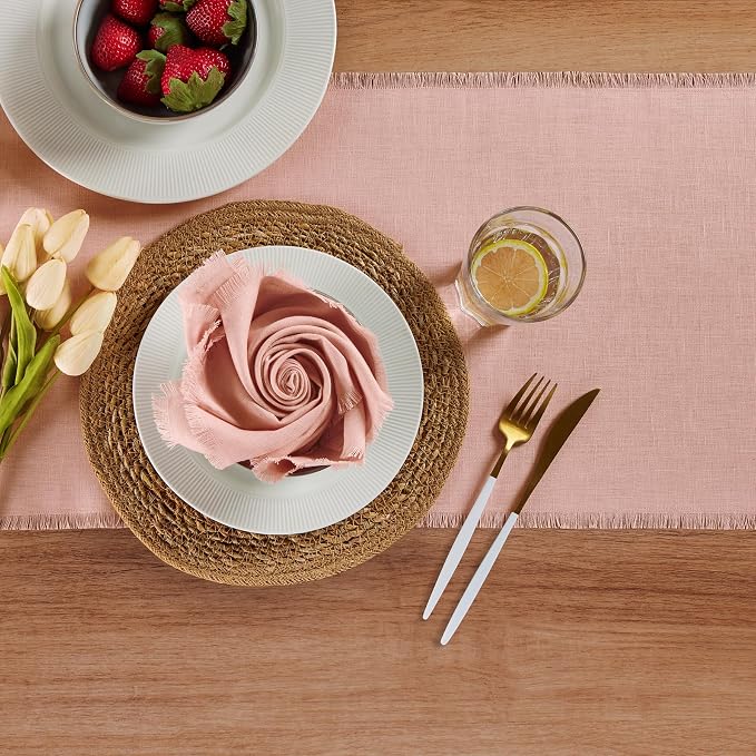 Solino Home Linen Misty Pink Table Runner 72 Inches Long - Image 3