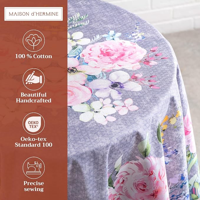 Maison d' Hermine Table Cloth Round Table 100% Cotton 69 Inches Tablecloth - Image 2