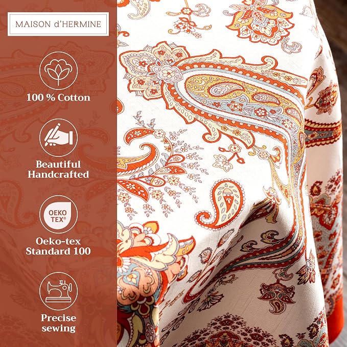 Maison d' Hermine Table Cloth Round Table 100% Cotton 63 Inches Fall Tablecloth - Image 2