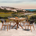 PURPLE LEAF 5 Pieces Oversize Round Outdoor Dining Set Patio Dining Furniture by PURPLELEAF