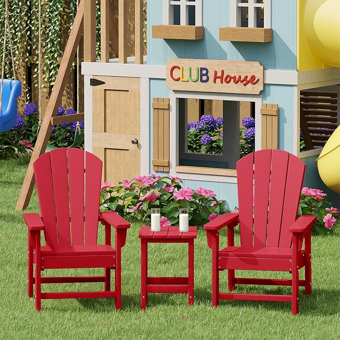 Costaelm Kids Outdoor Side Table, Small Patio HDPE Adirondack Square Table - Image 4