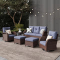 LayinSun 6 Pieces Outdoor Patio Furniture Set, Rattan Wicker Sectional Swivel by LayinSun