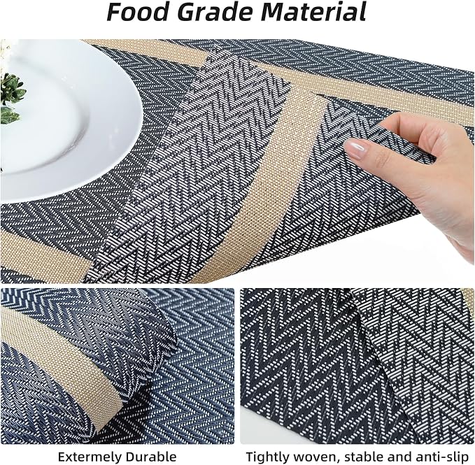 Vinyl Placemats Set of 8, PVC Woven Washable Non-Slip Table Mats, Heat - Image 8