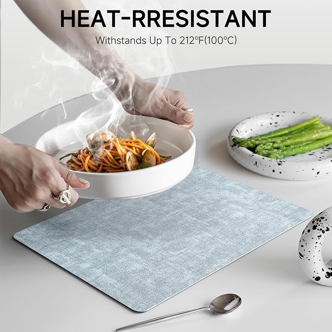 Faux Leather Vinyl Placemats Set of 6 Wipeable Heat Resistant Place Mats 100% - Image 3