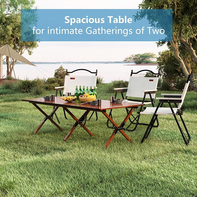 Folding Camping Table, 48Inch Lightweight Roll-Up Table Aluminum Low Portable - Image 5