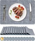 Vinyl Placemats Set of 12, Faux Leather Waterproof and Heat Resistant Place Mats by NCUE