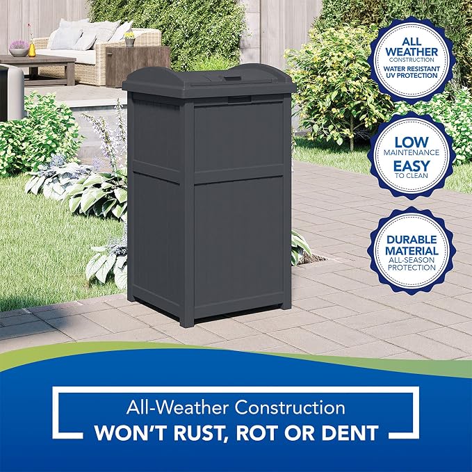 Suncast 2 Pack Trash Hideaway Refuse Container, Stylish Resin Outdoor Garbage - Image 7