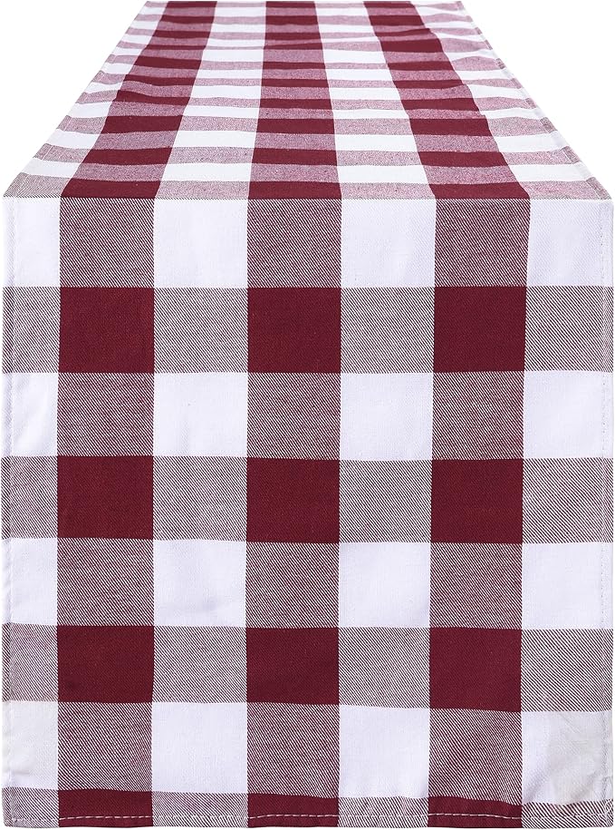 Tosewever Buffalo Check Plaid Farmhouse Table Runner, Cotton Polyester Blend by Tosewever