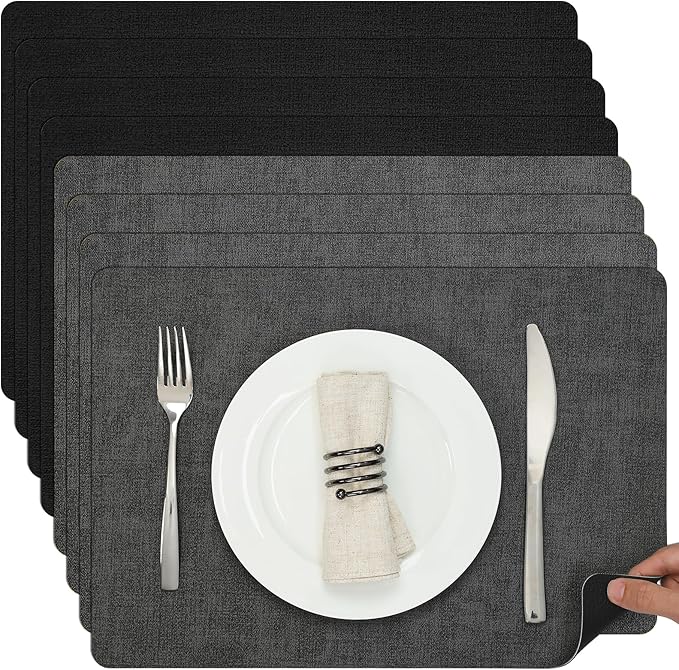 Myir JUN Placemats Set of 8, Dual Sided Faux Leather Placemats Place Mats Set by MyirJUN