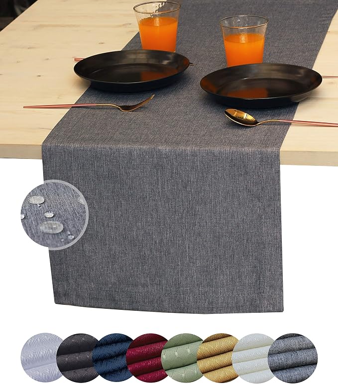 Grey Table Runner 72 inch, Outdoor Dresser Scarf, Waterproof Gray Coffee Table by Akutana