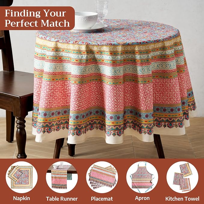 Maison d'Hermine Premium Table Cloth Round Table 100% Cotton 70 Inches - Image 7