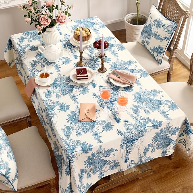 patdrea Designer Vintage Cyan Long Tablecloth - Image 9