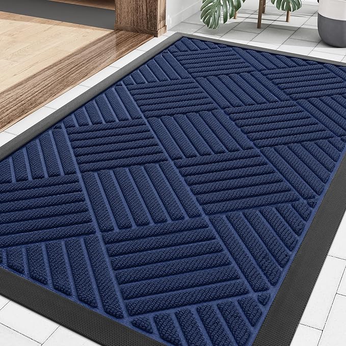 Smiry Front Door Mat Outside Entrance, Heavy Duty Outdoor Indoor Natural Rubber by Smiry