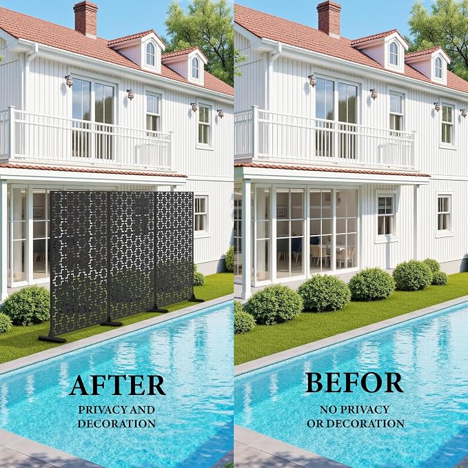 GarveeLife Metal Privacy Screen 72" h x 47" w, Outdoor Privacy Screens and - Image 7