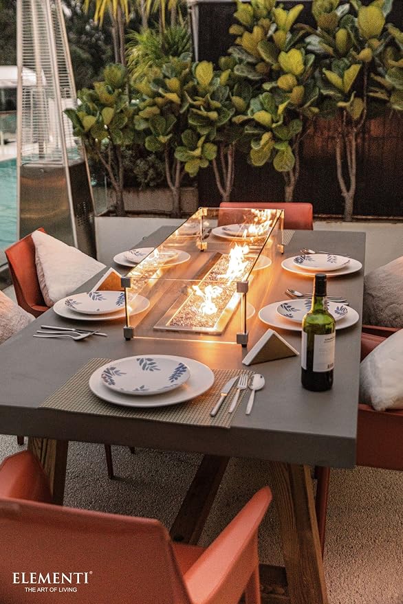 Elementi | Sonoma Gas Fire Pit Cast Concrete Rectangular Dining Fire Table - Image 2