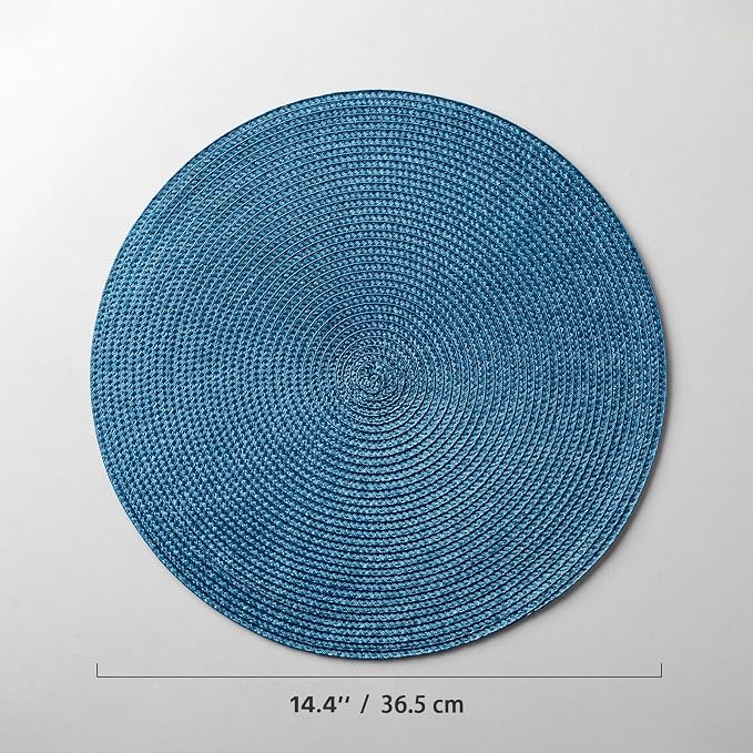 Round Placemats Set of 4 Plastic Woven Placemats Washable Wipeable Table Mats - Image 6