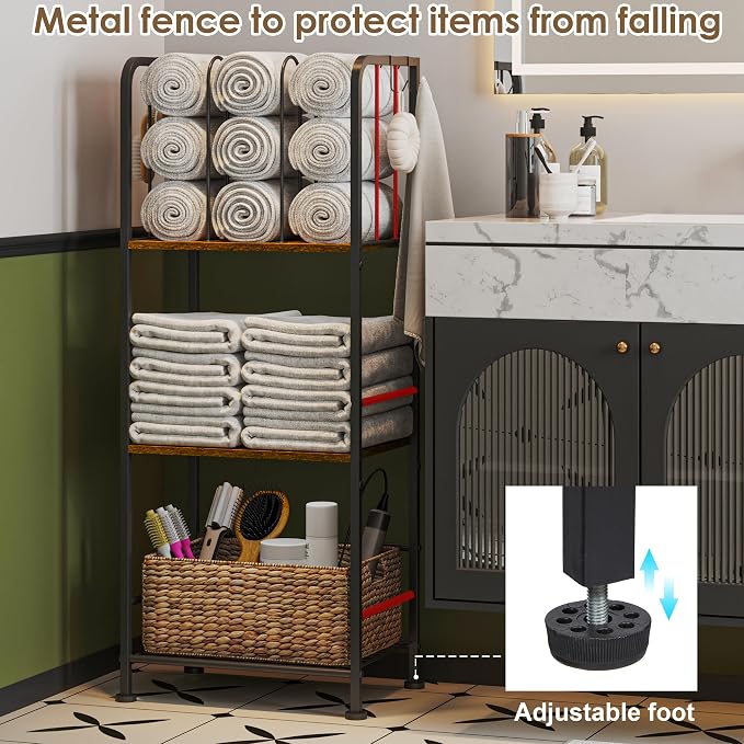 Towel Rack Free Standing 3-Tier M-Shaped Detachable Dividers, Durable Metal - Image 3