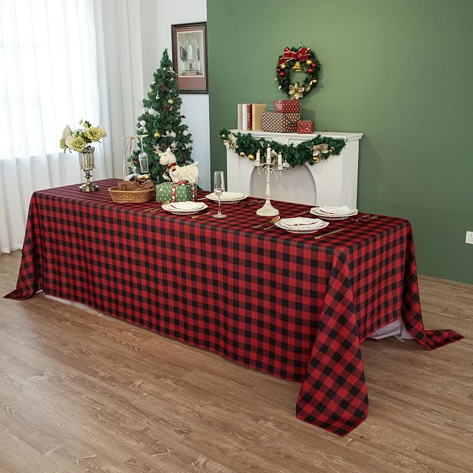 Classic Gingham Buffalo Tablecloth Fabric by Essifunia