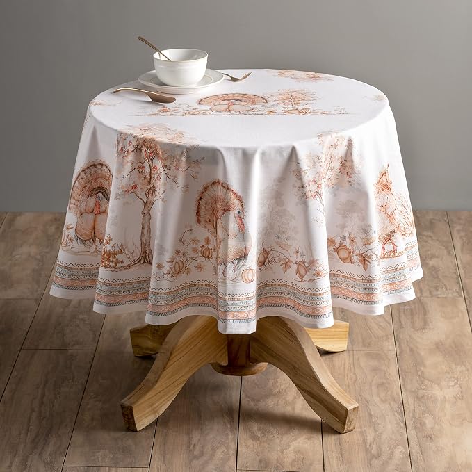 Maison d' Hermine Table Cloth Round Table 100% Cotton 69 Inches Fall Tablecloth - Image 9