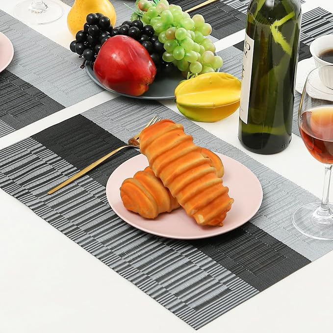 Leetaltree Grey with White Striped Placemats Set of 4 - Image 9