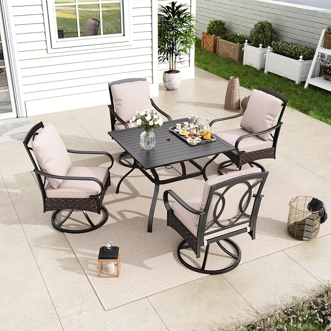 MFSTUDIO Outdoor Dining Set for 4, Patio Dining Sets by MFSTUDIO