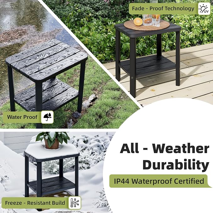 Adirondack Square Outdoor Side Table Set of 2, 2-Tier Small Outdoor Table - Image 5