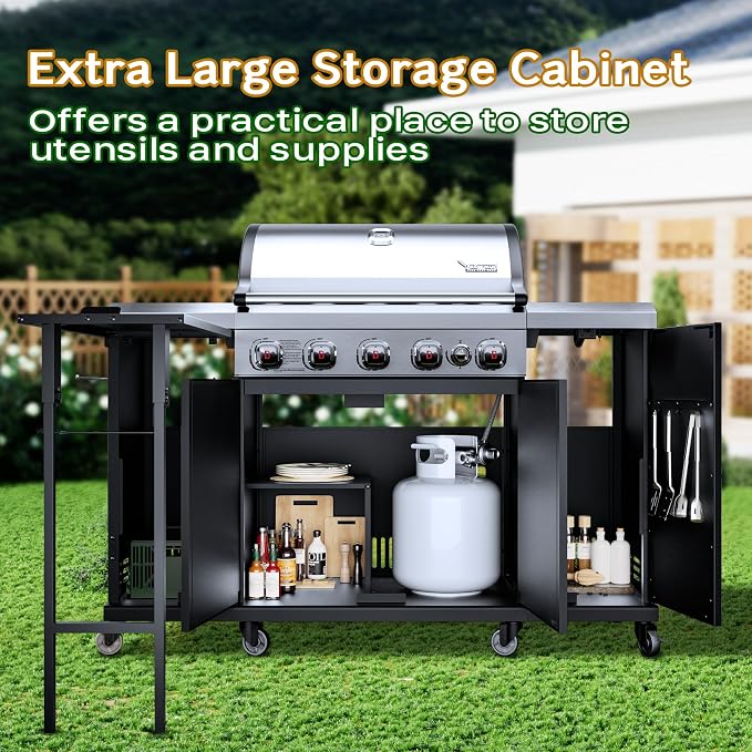 Brand-Man Propane Gas Grill Island Outdoor Kitchen & Storage Cabinets, 52000 - Image 3