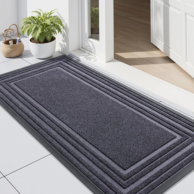 Buganda Front Door Mat Indoor Outdoor Entrance, Non-Slip Natural Rubber Doormats by Buganda