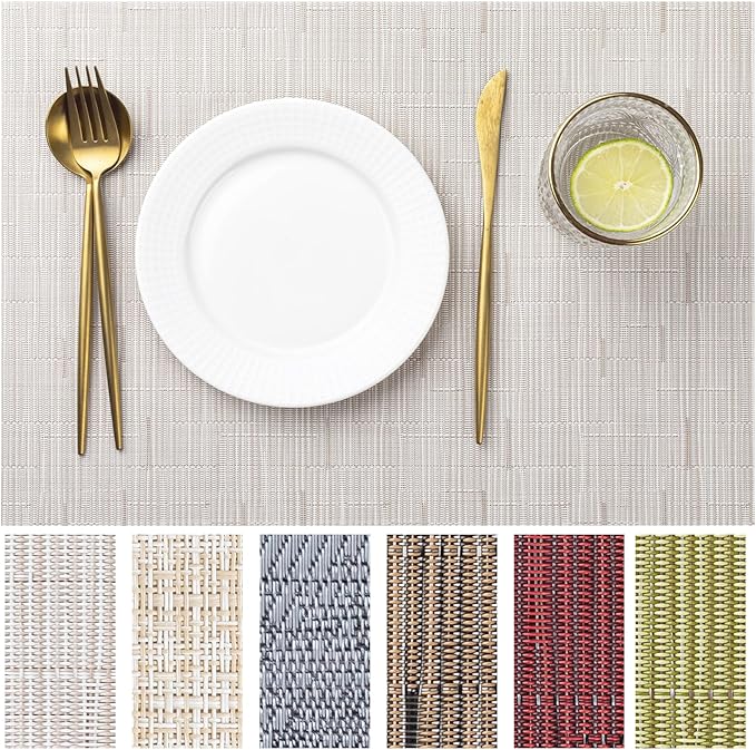 LEXMORE Placemats Set of 8 Vinyl/Plastic Woven Place Mats by lexmore