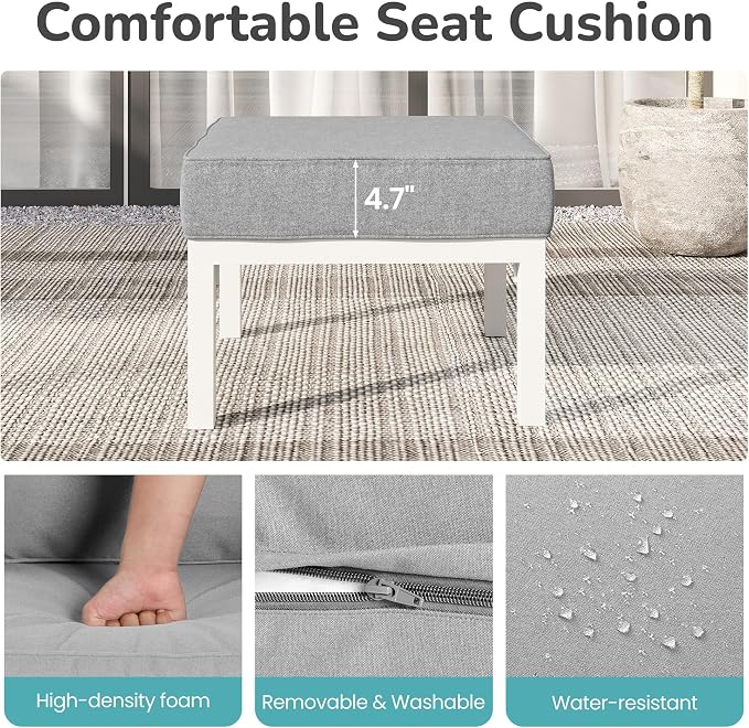 Solaste Outdoor Footstools Patio Ottoman Set of 2, Aluminum All-Weather Outdoor - Image 5