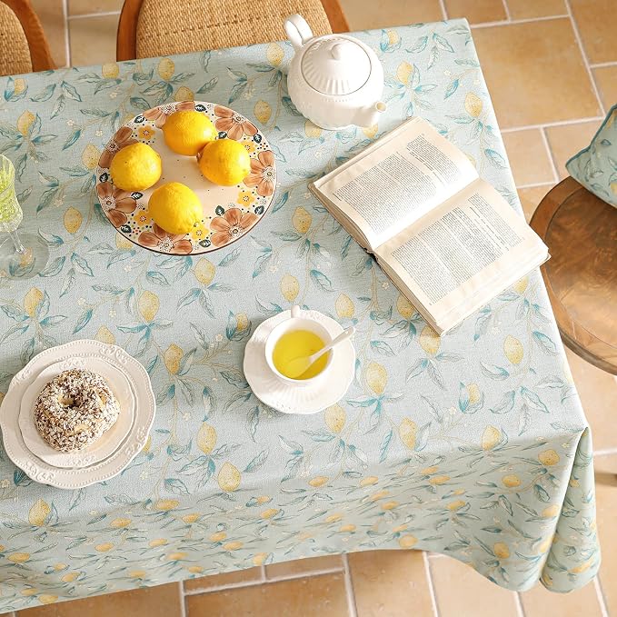 patdrea Designer Linen Green Long Tablecloth - Image 4