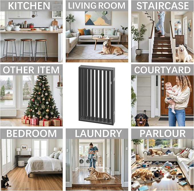 Vantas Folding No-Assembly Metal Pet Gate 120" Wide, Freestanding Accordion - Image 6