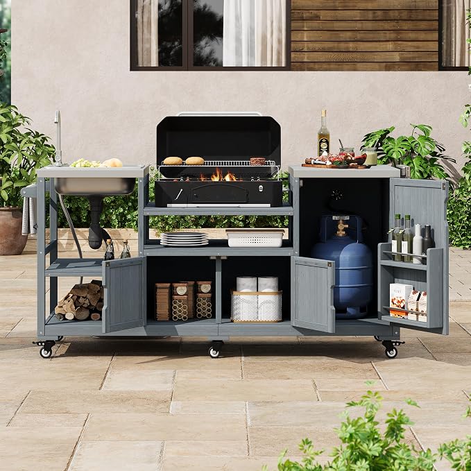 75.4" Outdoor Kitchen Grill Cart - Image 3
